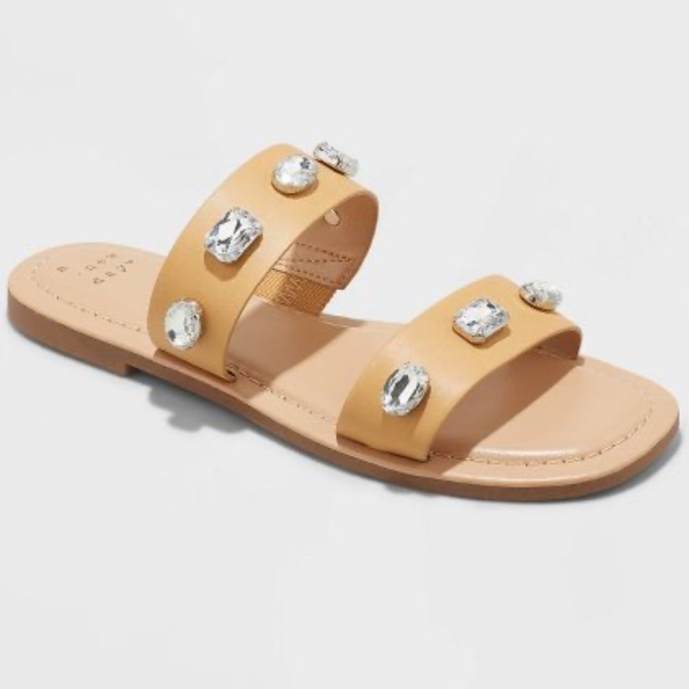 Women's Brit Two Band Embellished Sandals A New Day 9/10 NWT